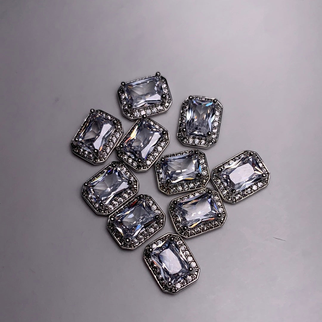 Zirconia square metal charms
