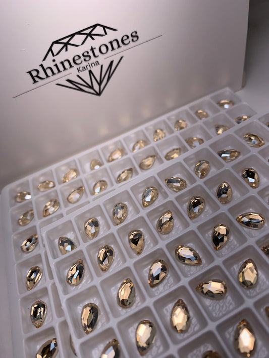 Luxury Crystal golden shadow pear shape box (best quality Flatback)