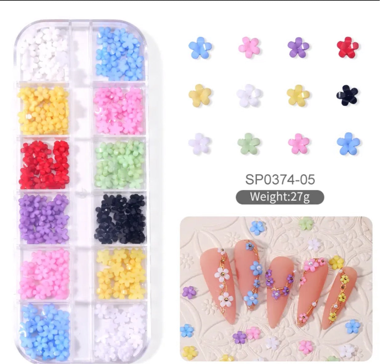 Resin flowers nail art