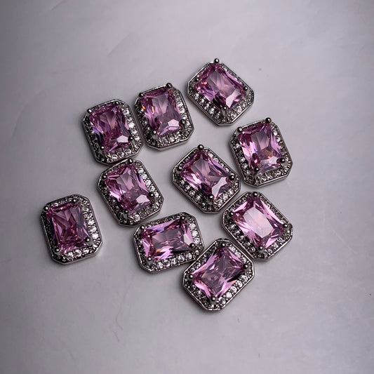Zirconia square metal charms