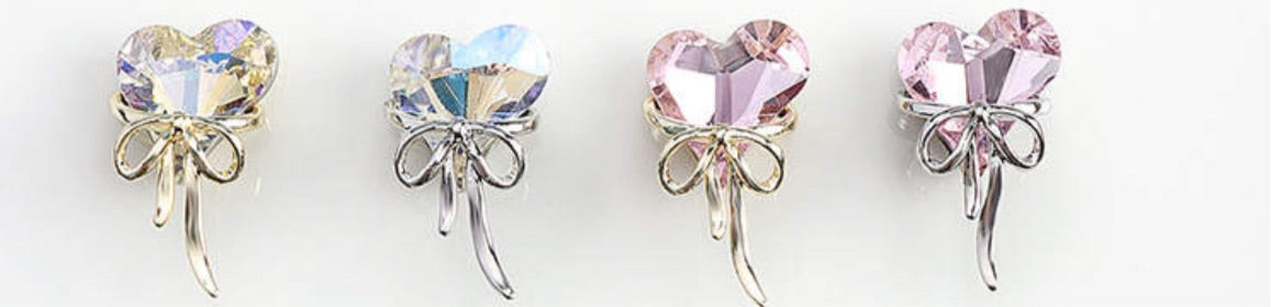 Zirconia big heart metal charm