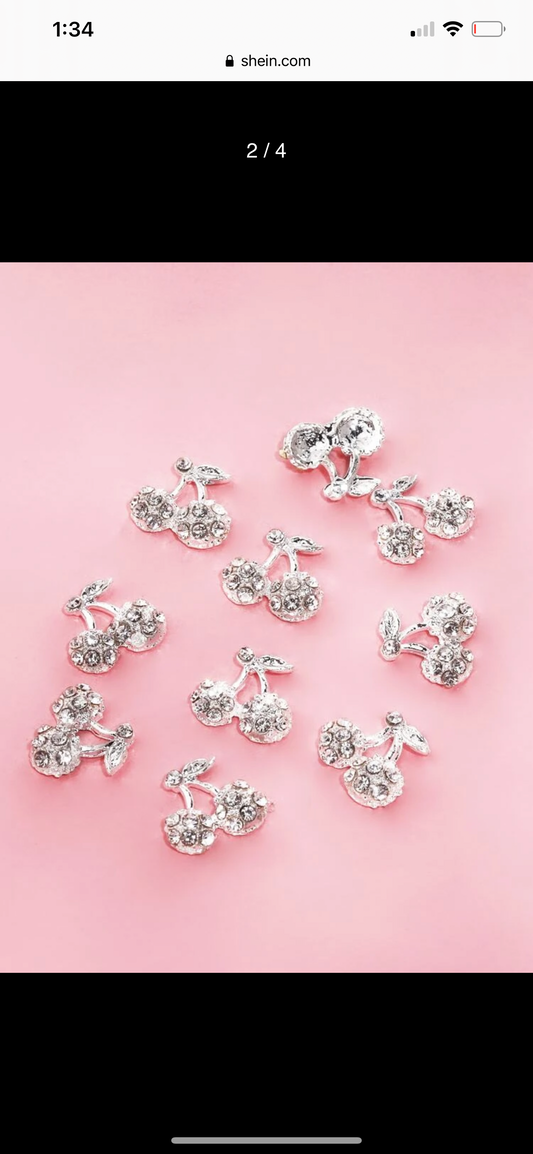 Cherry silver metal charm